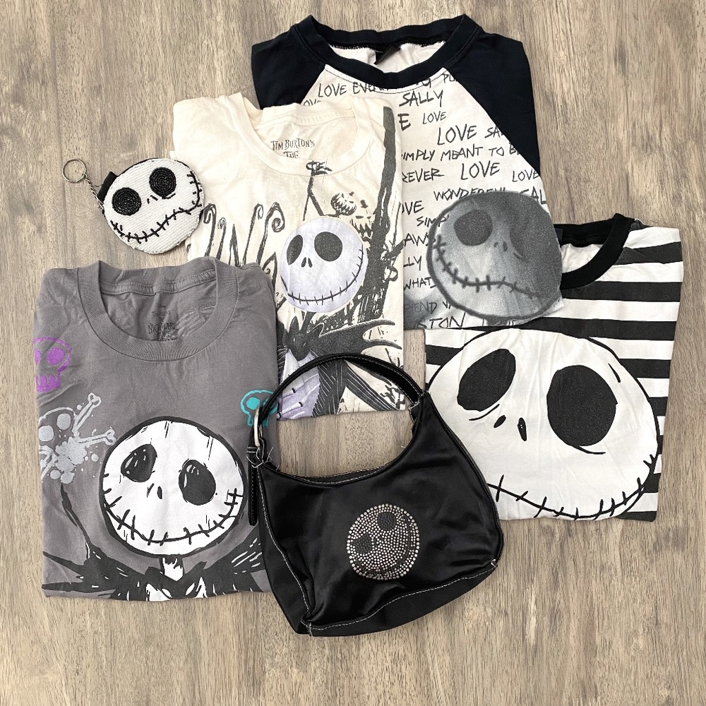 *SOLD* Jack Skellington Bundle: 4 shirts (M), purse & wallet